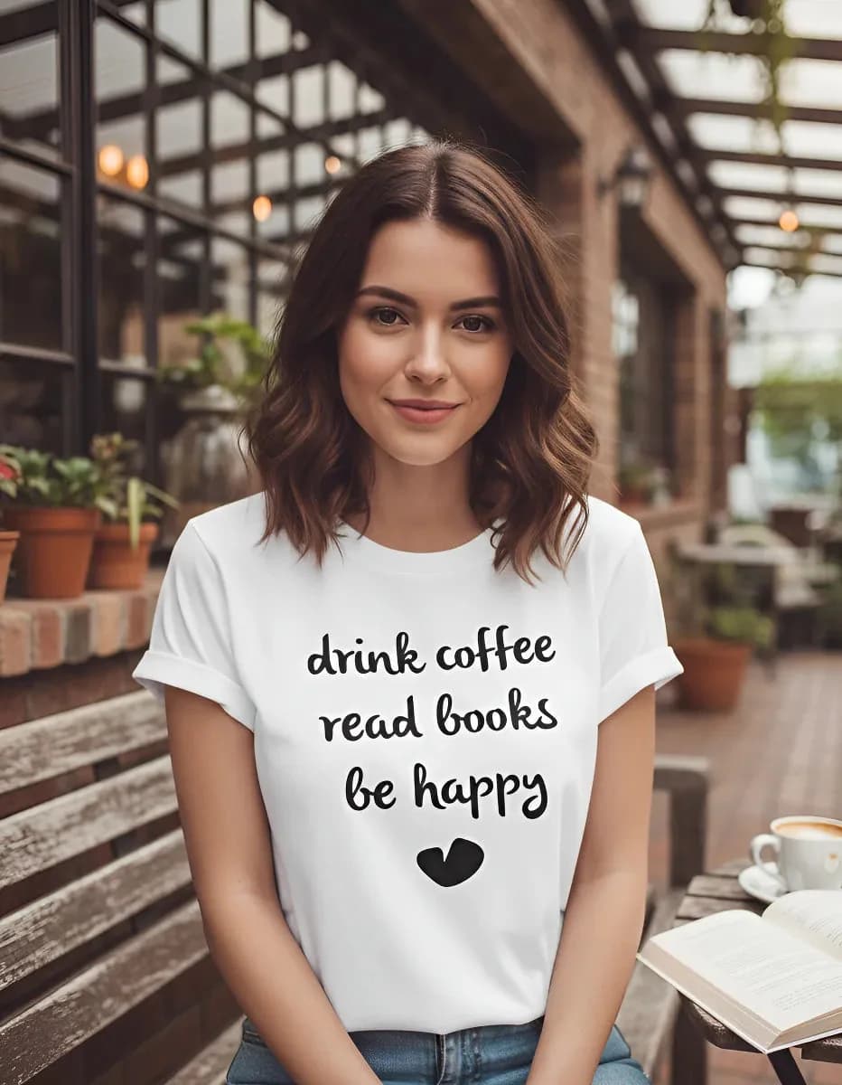 Miniatura 1 de Camiseta Tomar Café Ler Livros Ser Feliz